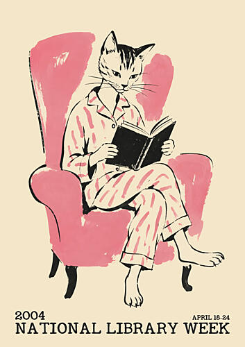 Cozy Cat Reading Art Print by Patryk Krygowski