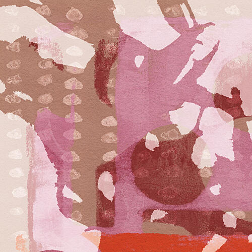 Abstract Botanical Art in Pink, Beige, Orange Art Print by Dina Dankers