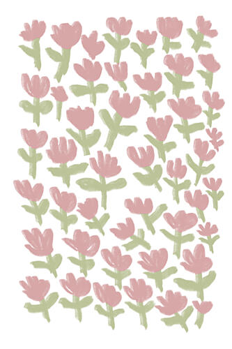 Pink Floral Pattern Art Print by Melloi Art Prints