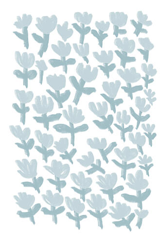 Light Blue Botanical Pattern Art Print by Melloi Art Prints
