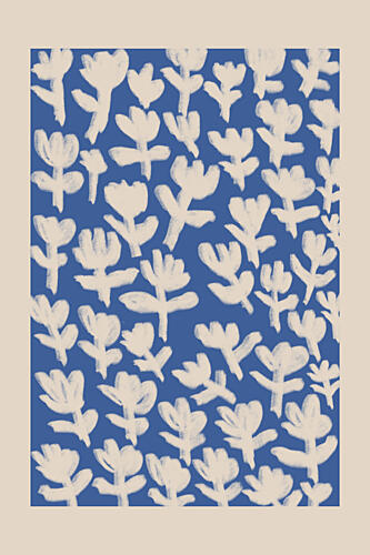 Hand Drawn Blue Flowers Art Print by Melloi Art Prints