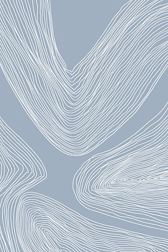 Blue Grey Wavy Lines Art Print by Melloi Art Prints