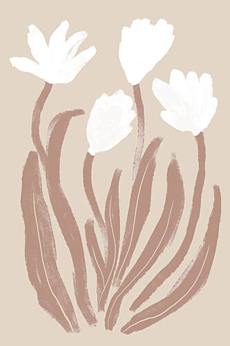 Minimalist White Blooms Art Print by Melloi Art Prints