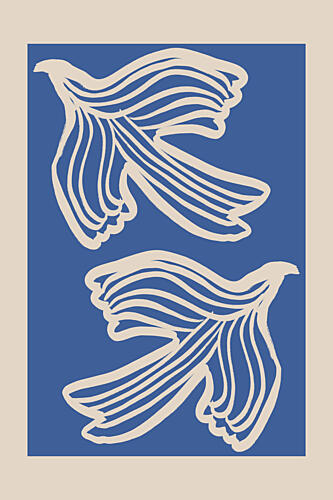 Abstract Blue Doves Art Print by Melloi Art Prints