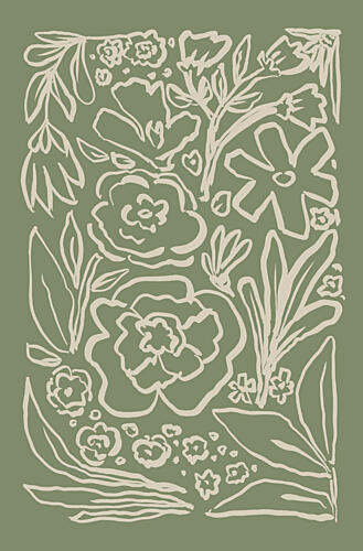 Green Organic Blooms Art Print by Melloi Art Prints