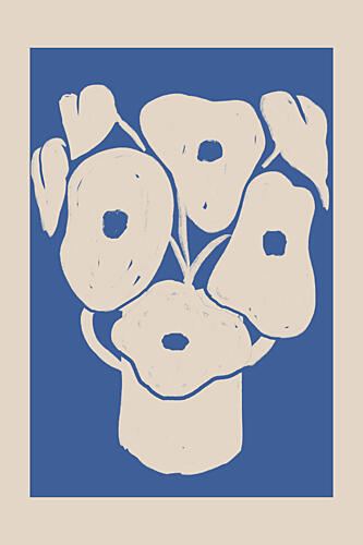 Abstract Blue Flowers Art Print by Melloi Art Prints
