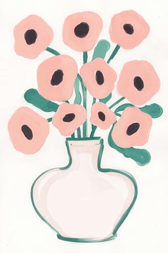 Abstract Pink Poppies Art Print by Melloi Art Prints