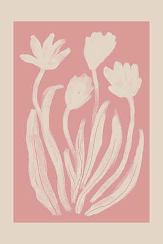 Minimalist Pink Flowers Art Print by Melloi Art Prints