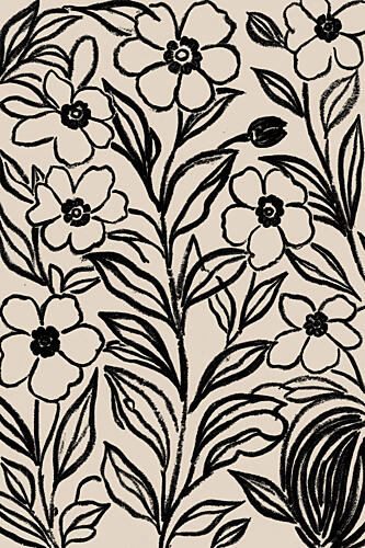 Black Floral Sketch Art Print by Melloi Art Prints