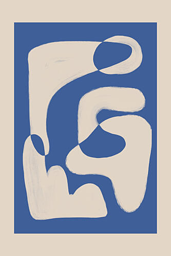 Organic Blue Shapes Art Print by Melloi Art Prints