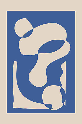 Abstract Blue Shapes Art Print by Melloi Art Prints