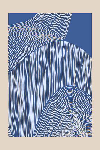 Abstract Blue Lines Art Print by Melloi Art Prints