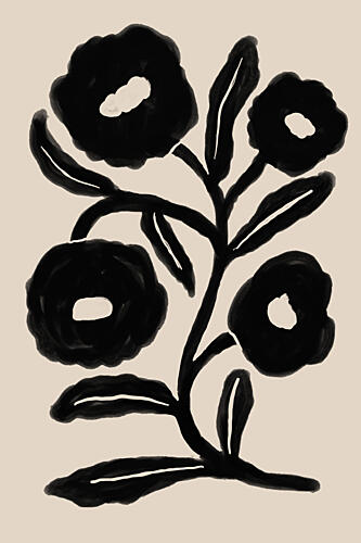 Abstract Black Blooms Art nouveau reproduction