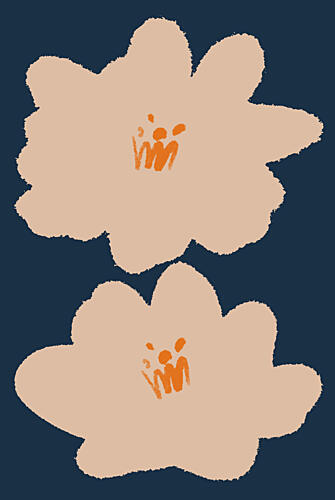 Peach Blue Abstract Flowers Art Print by Melloi Art Prints