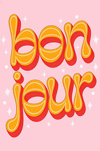 Groovy Bonjour Greeting Vintage reproduction