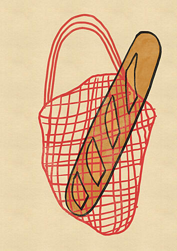 Fresh Baguette in Market Bag Alimentation reproduction