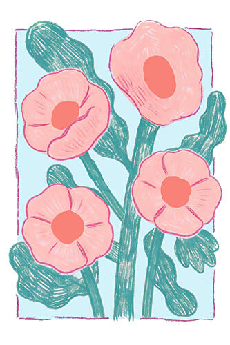 Pink Garden Blooms Art Print by Melloi Art Prints