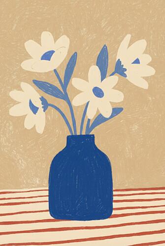 Striped Table Flower Vase Art Print by Melloi Art Prints