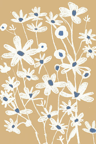 Cream and Blue Wildflowers Art Print by Melloi Art Prints