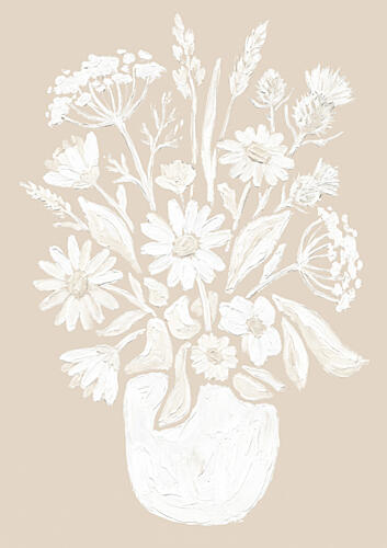Neutral Wildflower Bouquet Art Print by Melloi Art Prints