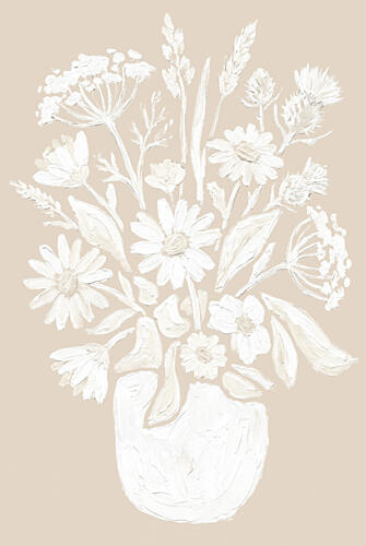 White Wildflower Bouquet Art Print by Melloi Art Prints