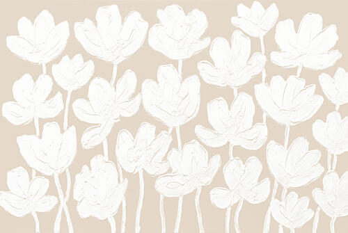 Abstract White Flowers Art Print by Melloi Art Prints