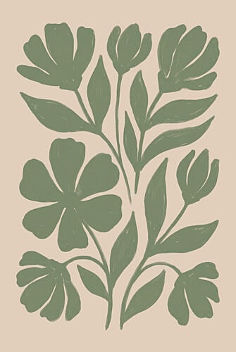 Sage Green Blooms Art Print by Melloi Art Prints