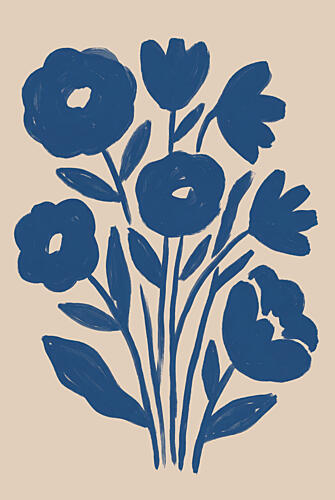 Abstract Indigo Flowers Art Print