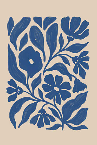 Blue Floral Bloom Art Print by Melloi Art Prints