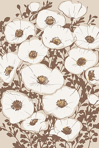Elegant White Poppies Art Print by Melloi Art Prints
