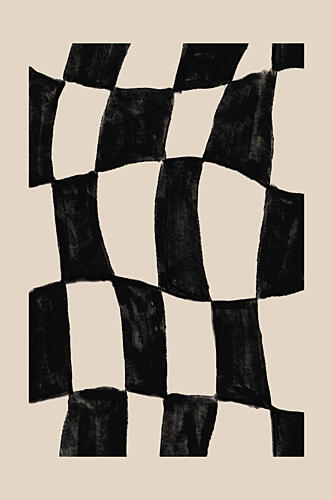 Wavy Checkered Pattern Geometric Print