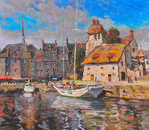 Quaint Harbor Village Impressionniste reproduction