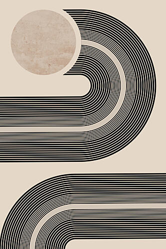 Modern Arcs and Sun Art Print by Melloi Art Prints