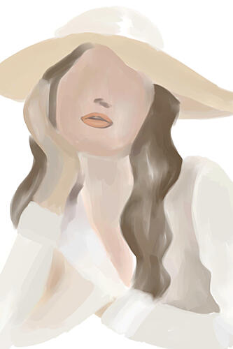 Elegant Woman in Hat Impressionniste reproduction