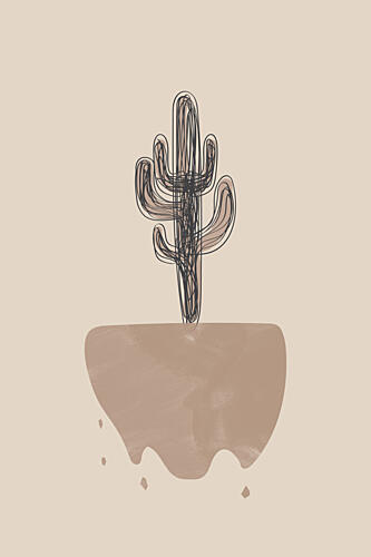 Boho Cactus Drawing Bohème reproduction