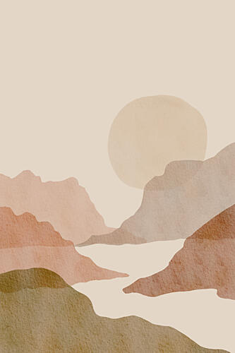 Warm Mountain Landscape Montagne reproduction