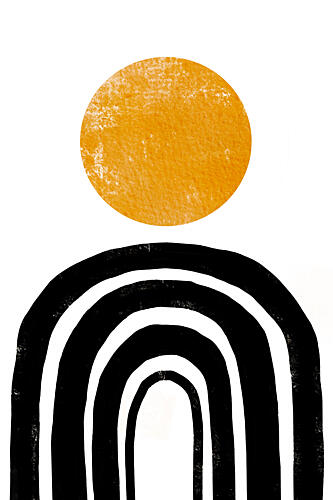 Orange Sun Black Arches Art Print by Melloi Art Prints