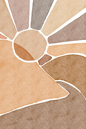 Warm Geometric Sunrise Aquarelle reproduction