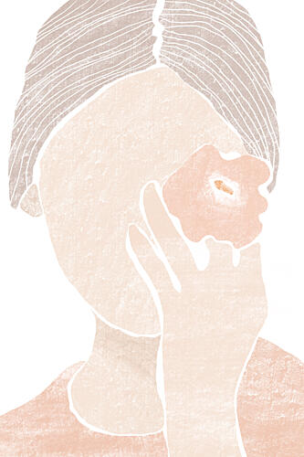 Serene Woman and Bloom Art Print by Melloi Art Prints