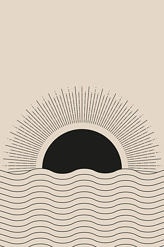 Sun over Waves Océan reproduction