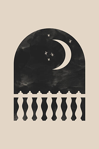 Celestial Balcony Night Art Print