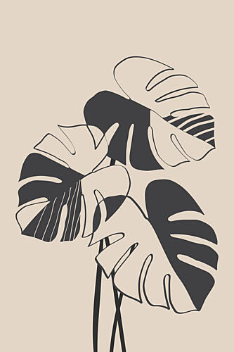 Modern Monstera Leaves Art Print by Melloi Art Prints