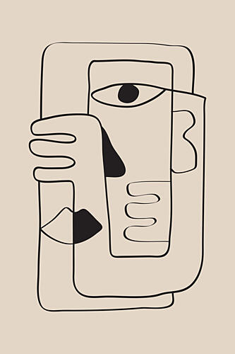 Abstract Line Face Surréaliste reproduction