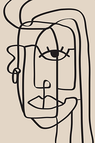 Modern Line Art Portrait Art Print by Melloi Art Prints