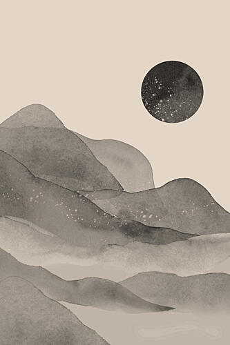 Misty Mountain Moon Montagne reproduction