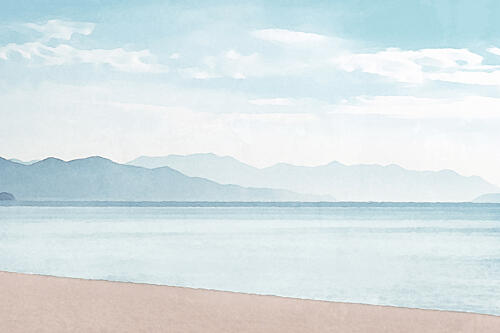 Serene Coastal Mountain View Montagne reproduction