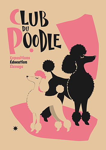 Retro Poodle Club Geometric Print