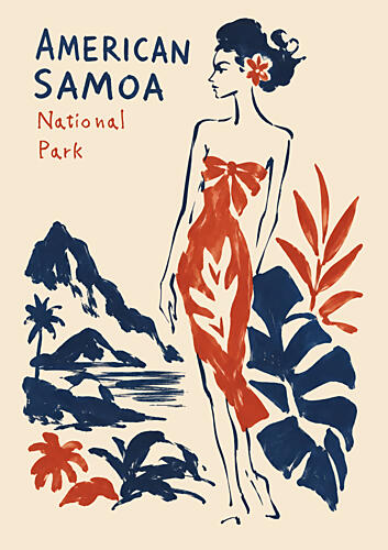 American Samoa Tropical Beauty Montagne reproduction