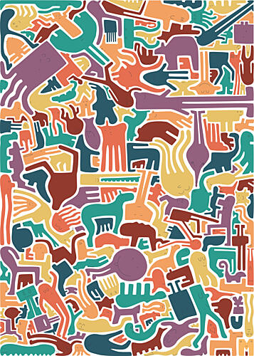 Lively Abstract Figures Art Print by Matthew Griffiths