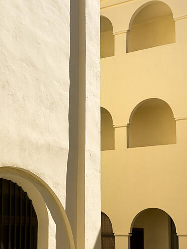 Yellow Arches and Light Art Print by Monika Juhasz
